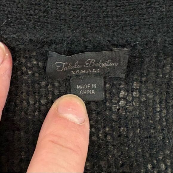 Talula Babaton Black Mohair Cardigan Button Up V-neck Front pockets sz XS - Picture 3 of 9